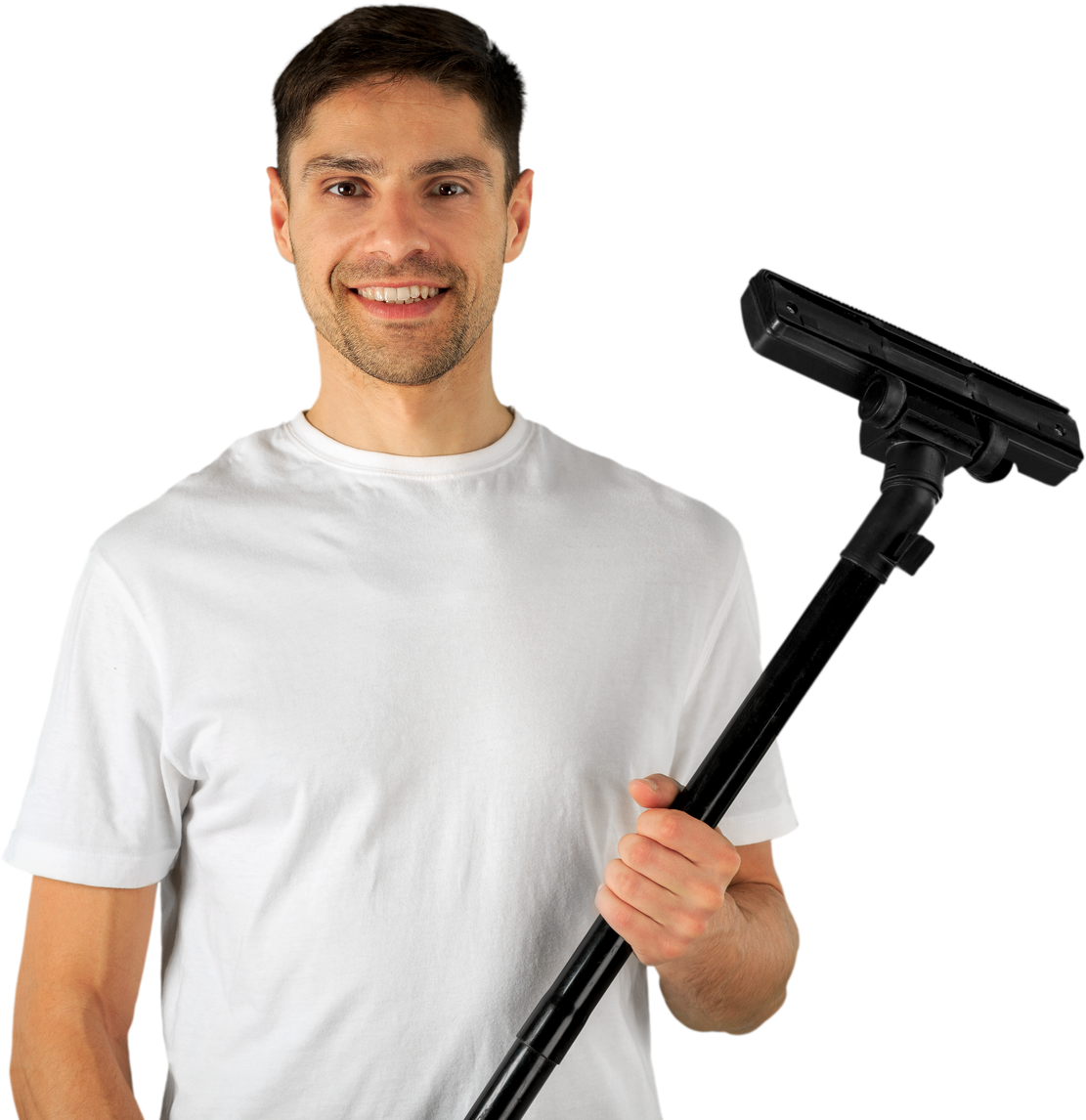 Man with Vacuum Cleaner Isolated